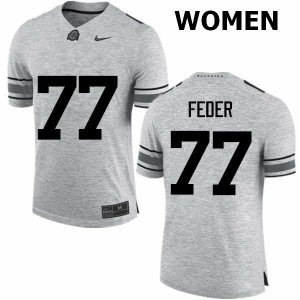 Women's Ohio State Buckeyes #77 Kevin Feder Gray Nike NCAA College Football Jersey Official FMR1144IQ